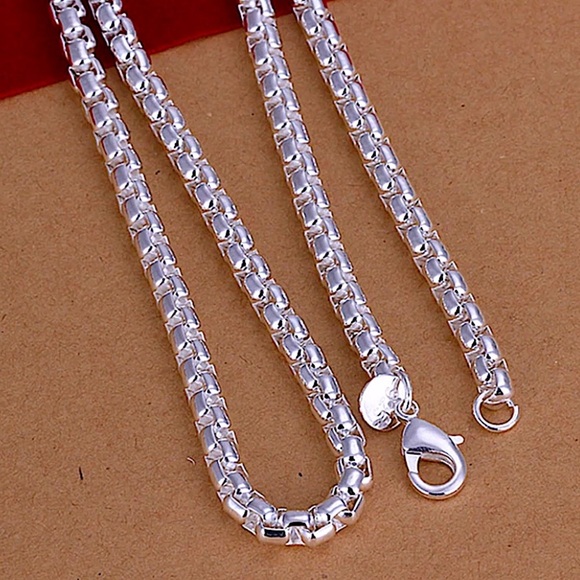 Sterling Silver Box Chain Necklace Bracelet Matching Set - Picture 6 of 6